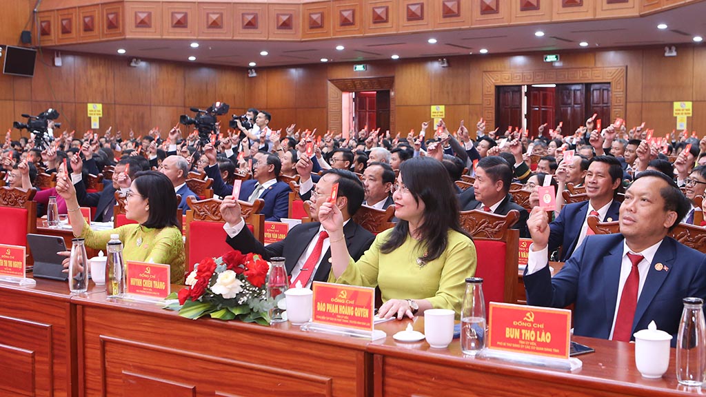 Đại biểu biểu quyết thông qua Nghị quyết Đại hội.